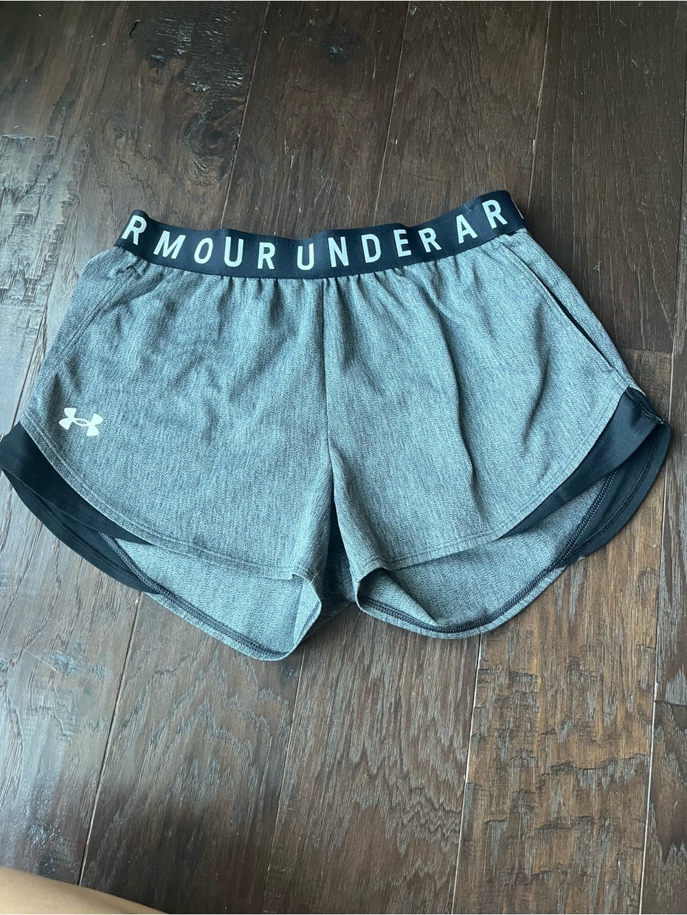 Under Armour Women's Gray Heather Athletic Shorts with Black Trim